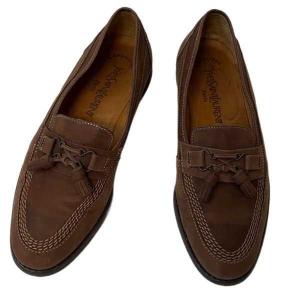 Yves Saint Laurent Men\'s Brown Suede Tassel Loafers  Size 7.5 EEE main image 7